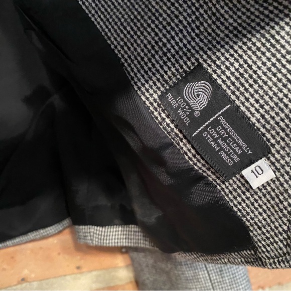 Vintage Jacques Women's Houndstooth Wool Blazer Jacket size 10 grey black blazer - Picture 7 of 9